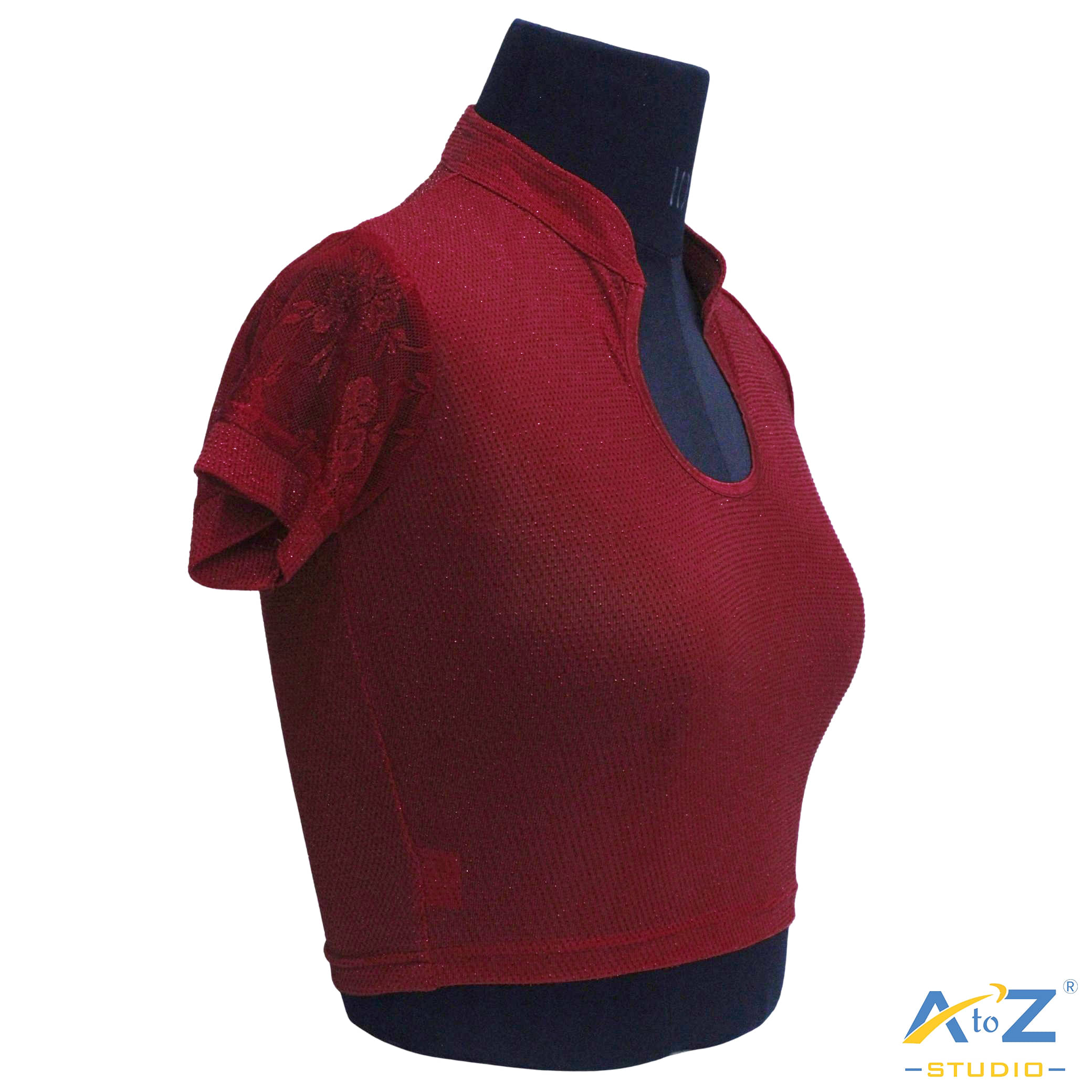     			A to Z Studio Red Readymade with Pad Shimmer Women's Blouse ( Pack of 1 )