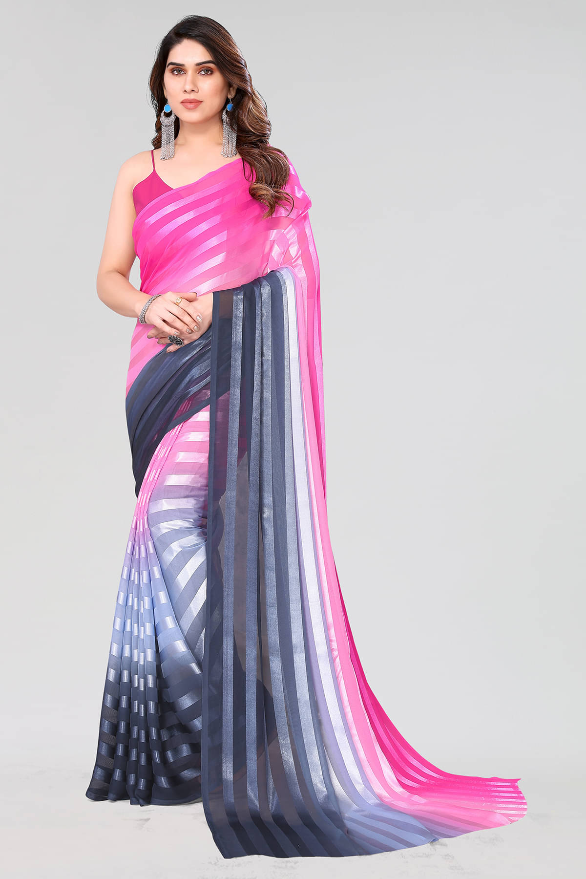 ANAND SAREES Satin Striped Kasavu Saree With Unstitched Blouse Piece ( Multicolor ) ANAND SAREES Satin Striped Kasavu Saree With Unstitched Blouse Piece ( Multicolor )