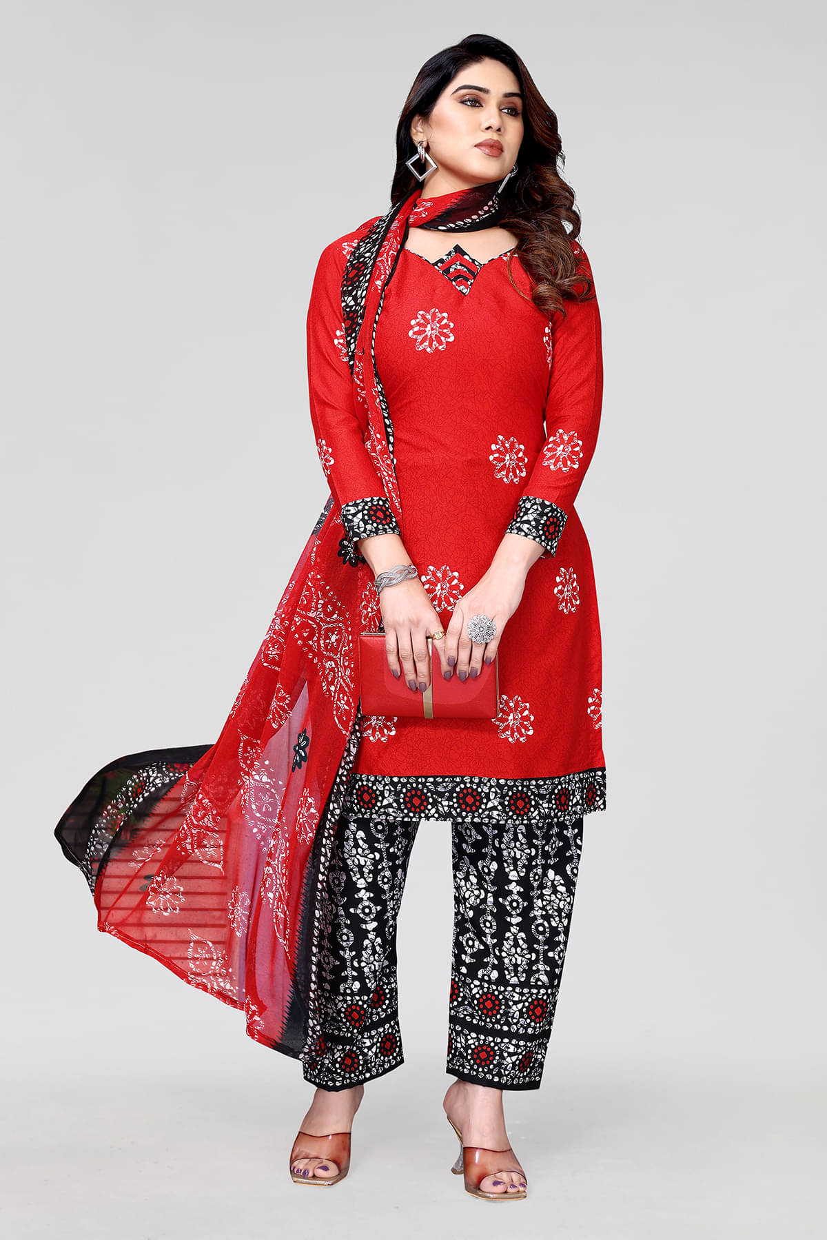     			ANAND SAREES Women Crepe Unstitched Dress Material ( Red )
