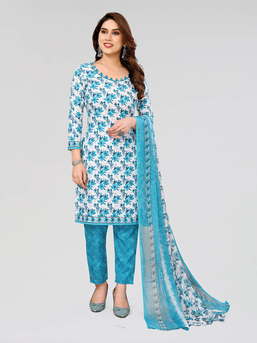     			ANAND SAREES Women Crepe Unstitched Dress Material ( white )