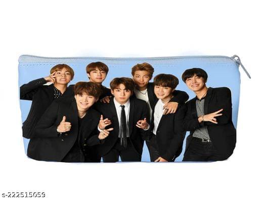     			BTS Pouch Zipper with A6 Mini Diary & Plastic Furr coated Unisex Latest hairband , Portable Stationery Storage Pouch Cosmetic Pouch (pack of 3)