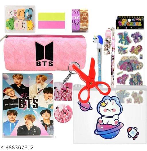     			BTS Stationery Set for kids Birthday Return Gifts for Kids School Supply Stationery Combo Set ( Pack of 19)