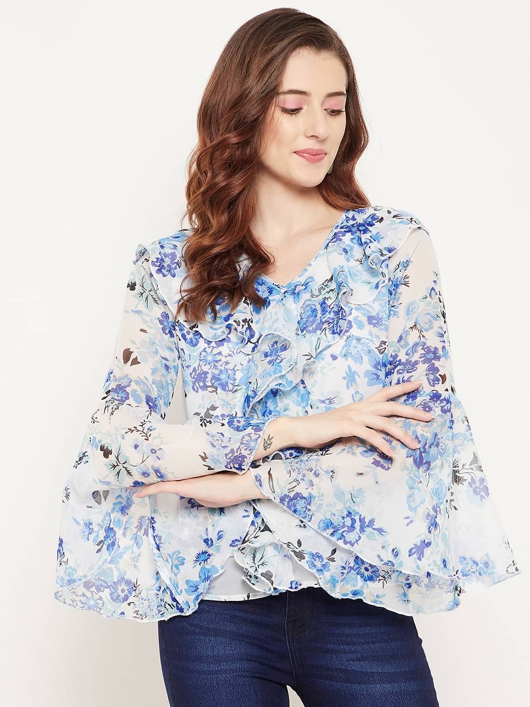    			Bitterlime Women's Polyester Regular Top ( Blue )