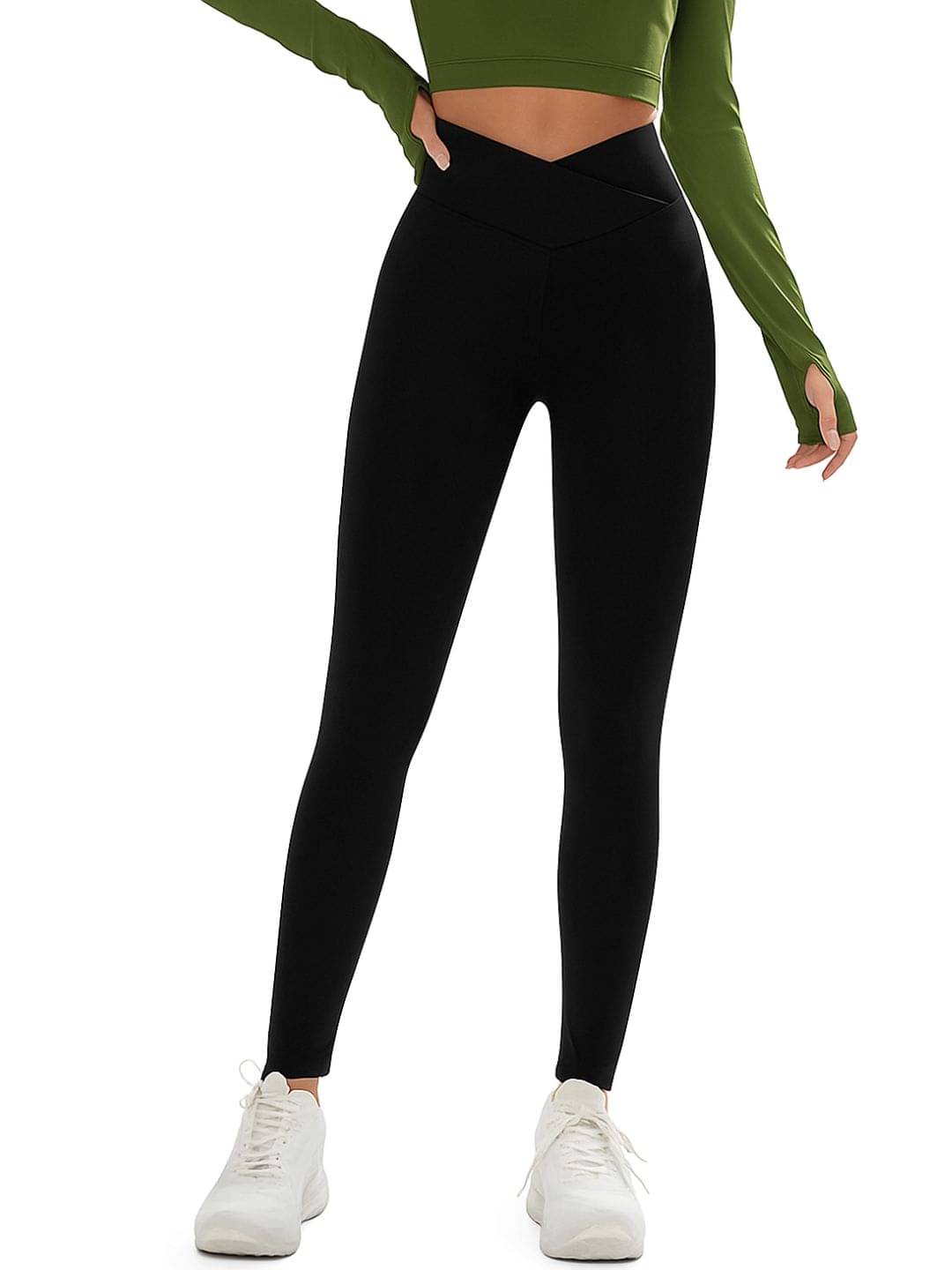     			DELTIN HUB Black Polyester Solid Tights - Single