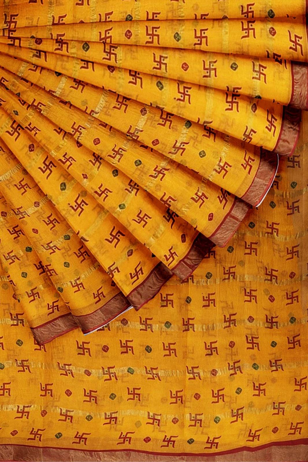 Dishita Cotton Checks Bandhani Sarees Without Blouse Piece ( Yellow ) Dishita Cotton Checks Bandhani Sarees Without Blouse Piece ( Yellow )