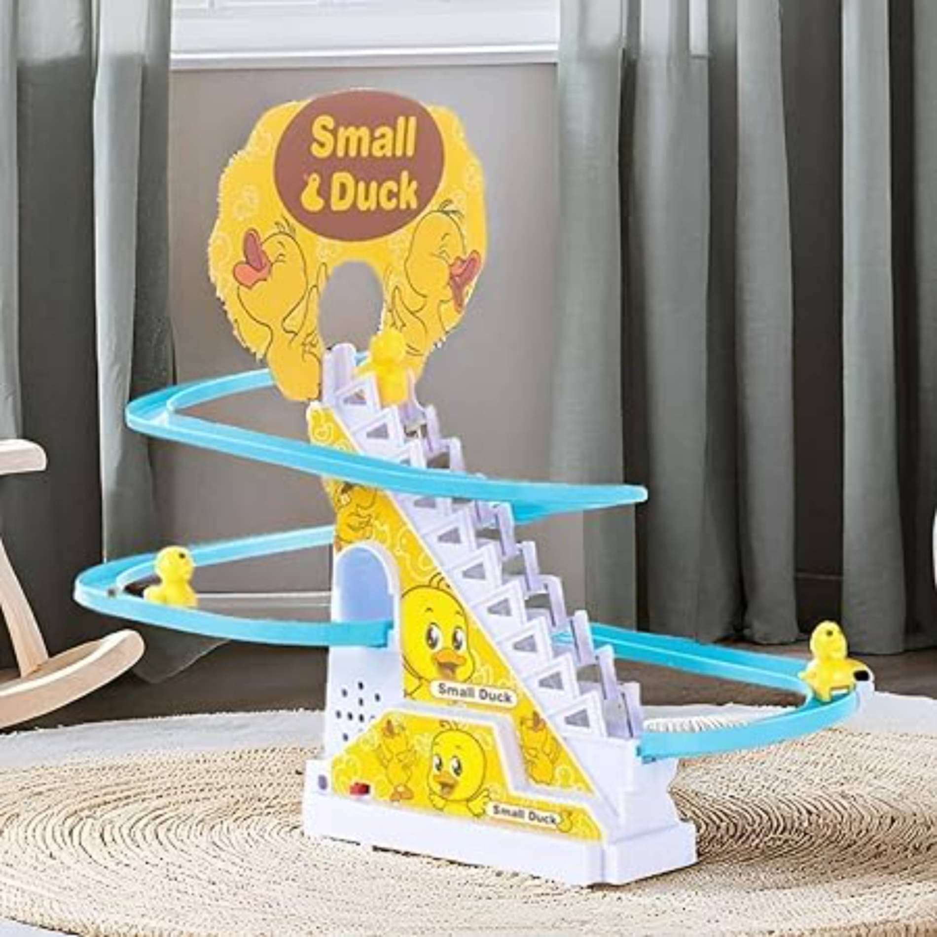     			Esnepy  Ducks Slide Toys for Kids - Ducks Chasing Race Slide Game Set - Small Ducks Stair Climbing Toys for Kids,  Escalator Toy with Lights and Music - 3 Duck Included (Ducks Slide) 4