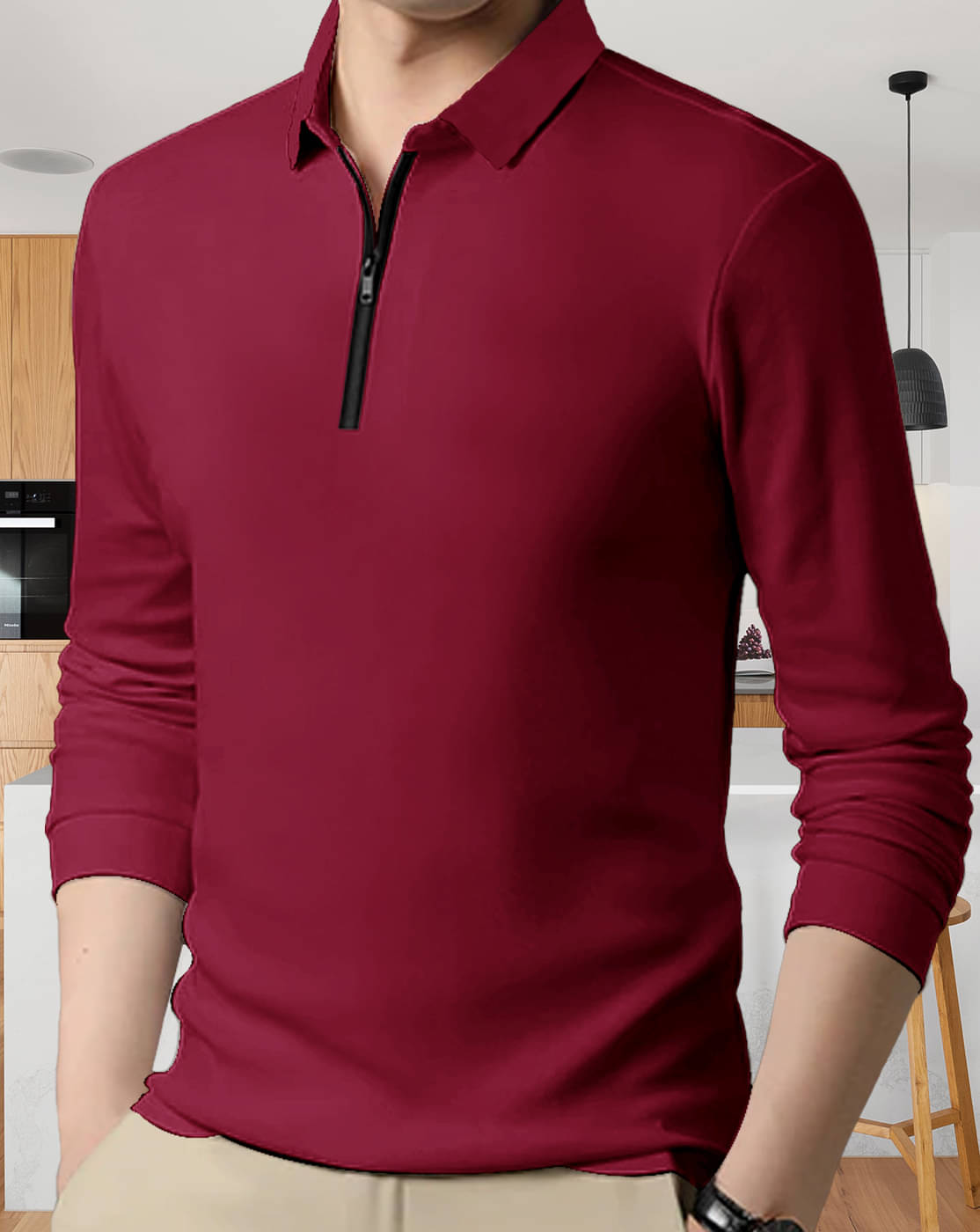     			Eyebogler Men Cotton Blend Regular Fit Solid Polo T Shirt ( Red )