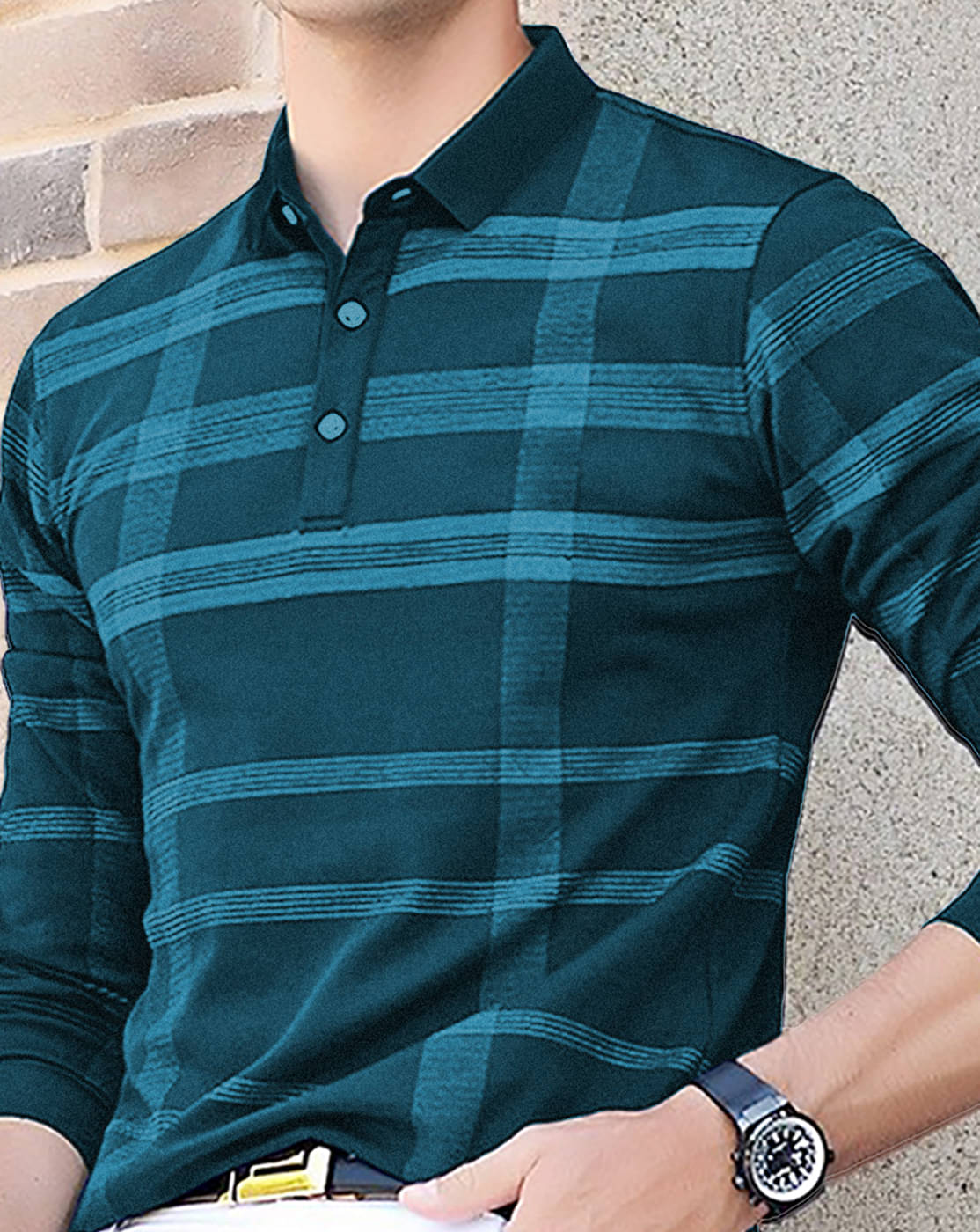 Eyebogler Men Cotton Blend Regular Fit Striped Polo T Shirt ( Teal Blue ) Eyebogler Men Cotton Blend Regular Fit Striped Polo T Shirt ( Teal Blue )