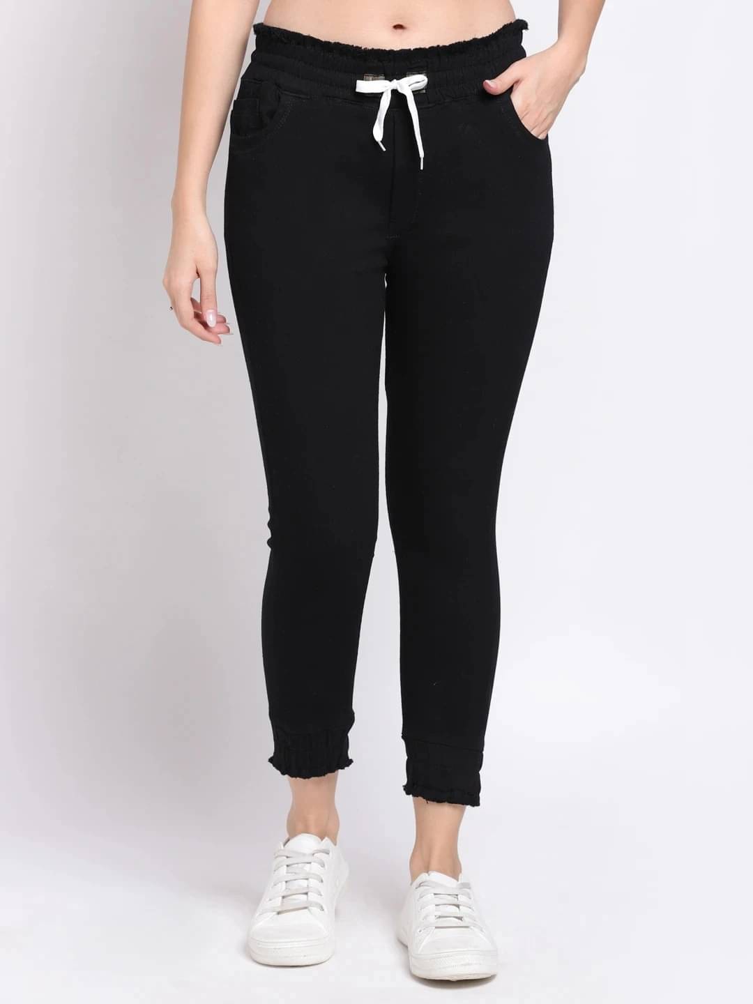     			FLYING GIRLS Women's Jogger High-Rise Jeans ( Black )