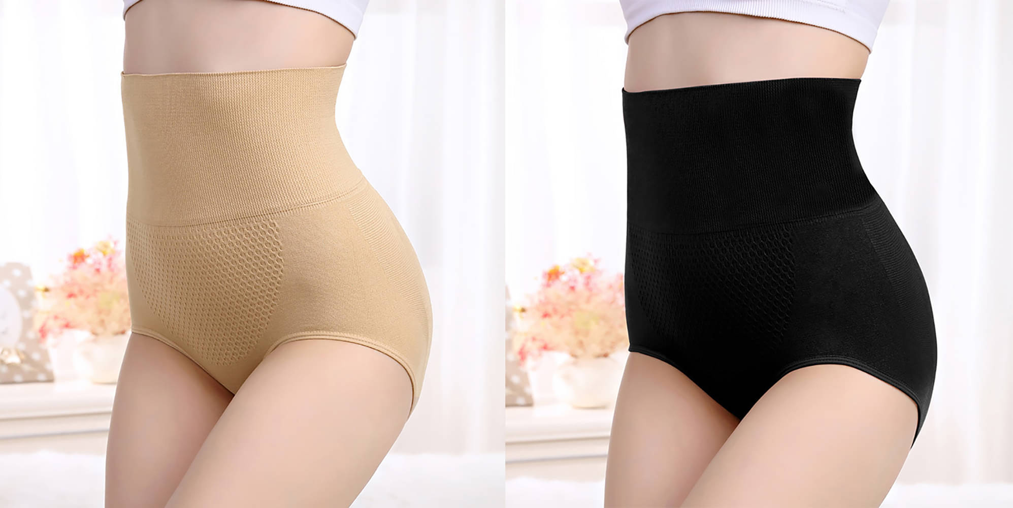 FLYING QUEEN Pack of 2 Spandex Women's Tummy Tucker ( Beige,Black ) FLYING QUEEN Pack of 2 Spandex Women's Tummy Tucker ( Beige,Black )