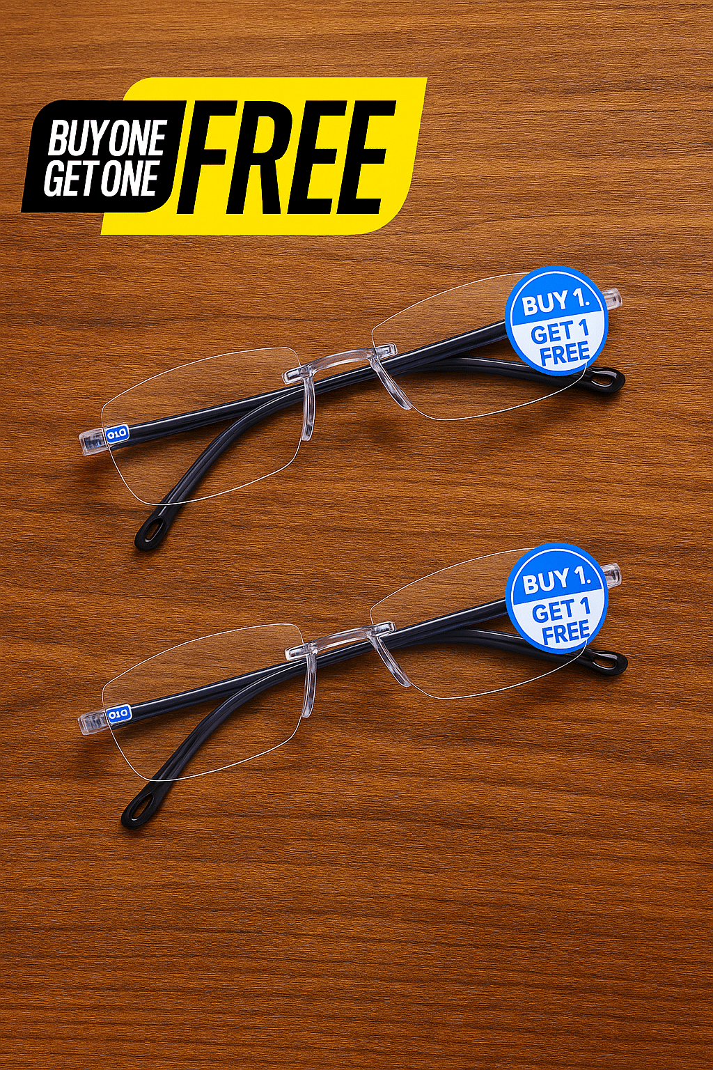     			Fadiso Fashion Square Rimless Reading Glasses
