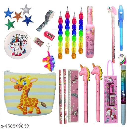     			Festivities Unicorn Wooden Stationary Set for Kids Birthday Party Return Gifts for Kids Unicorn Stationery 2 Pencils with 1Sharpener,1Eraser for Girls (Pack of 2)