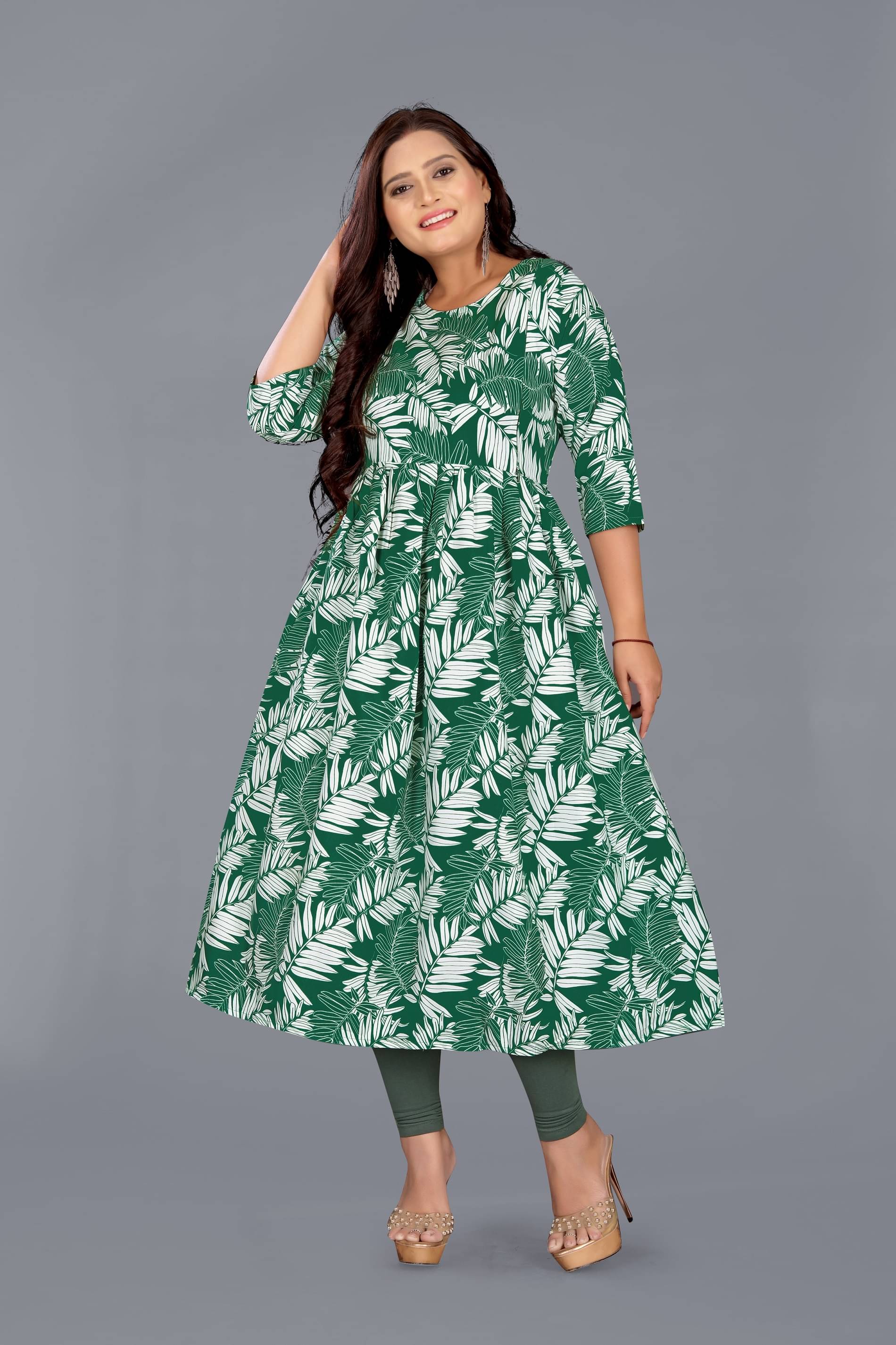     			Genric Women Crepe Printed Anarkali Kurti ( Green )