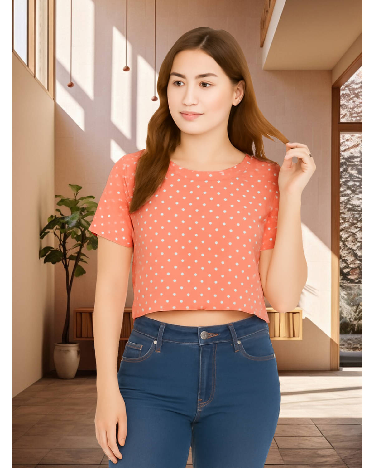     			Glito Women's Polyester Crop Top ( Orange )