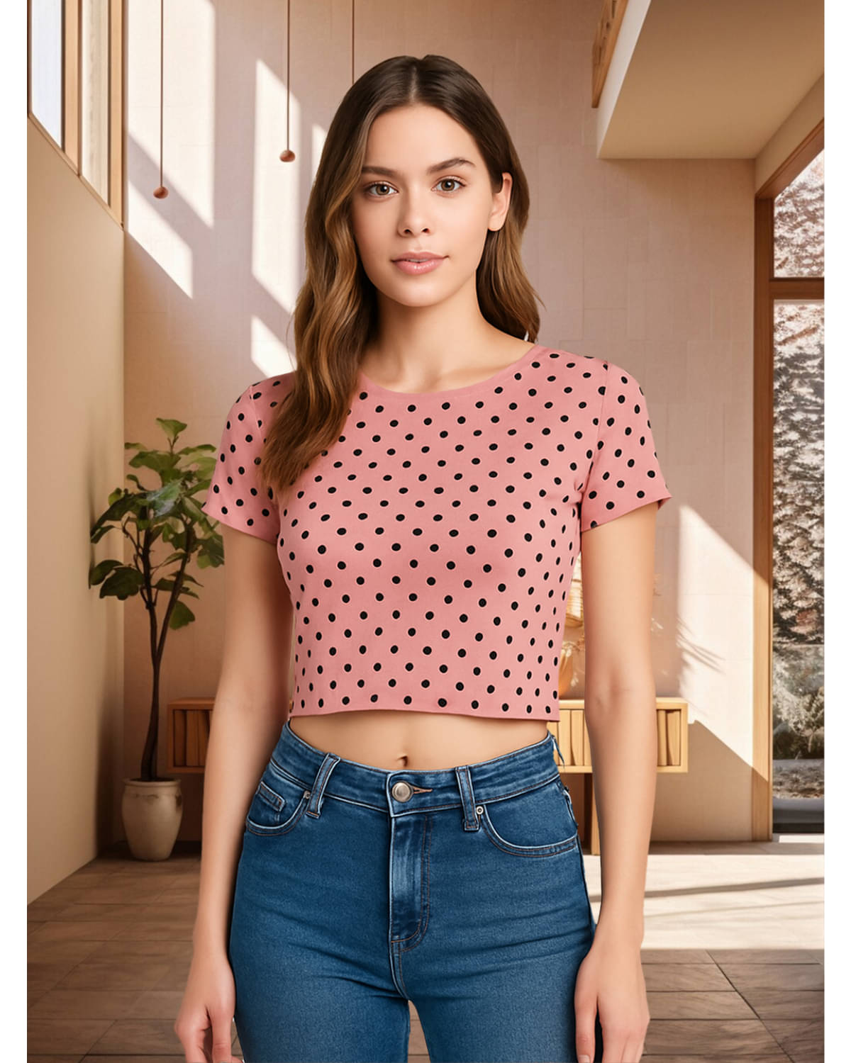     			Glito Women's Polyester Crop Top ( Peach )