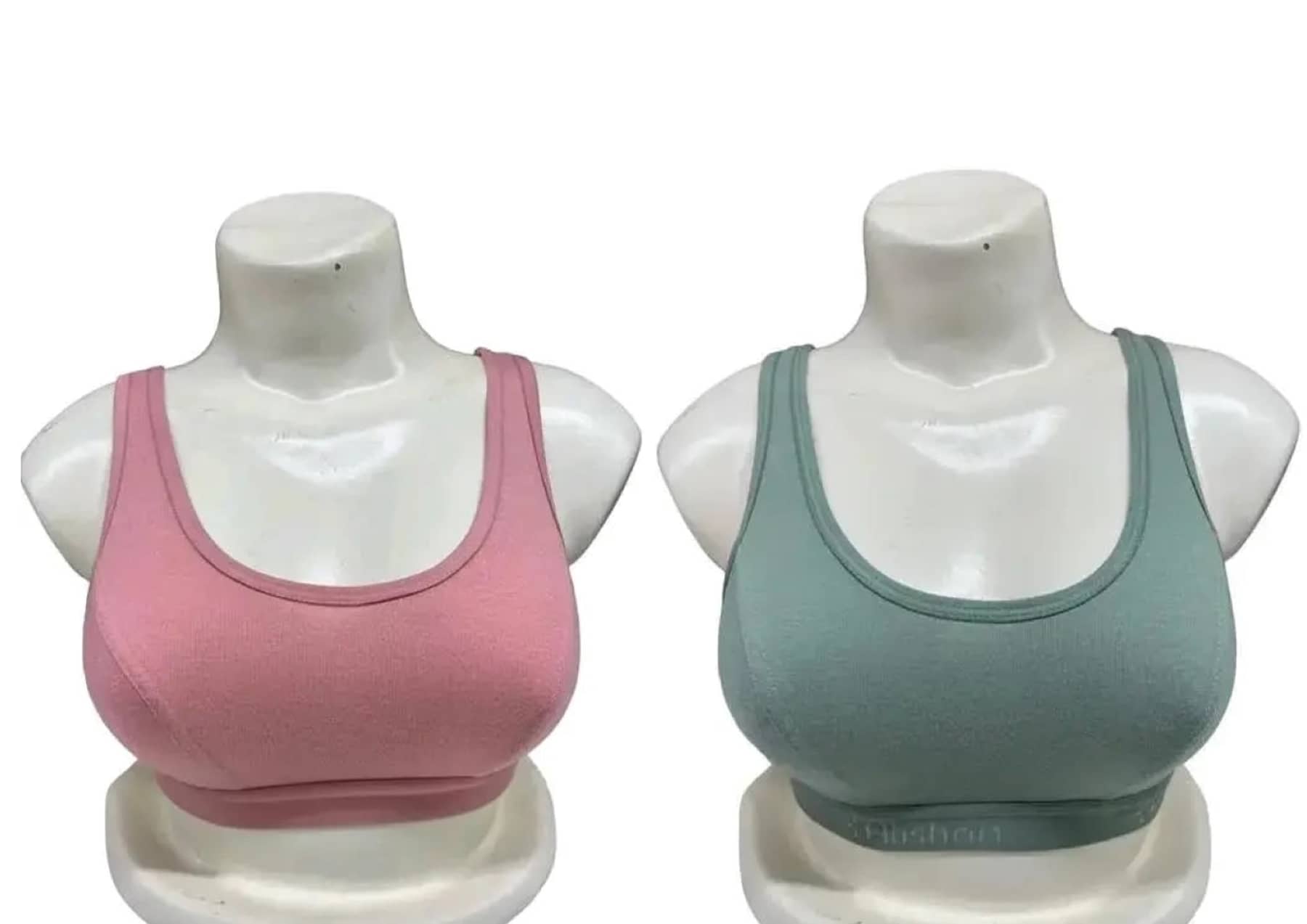 Ishant Green,Pink Cotton Non Padded Women's Sports Bra ( Pack of 2 )