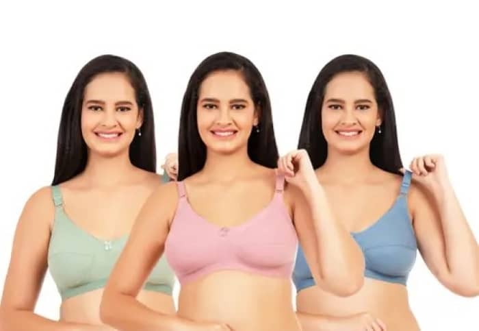 Ishant Pack of 3 Cotton Non Padded Everyday Bra For Women ( Blue,Green,Pink )