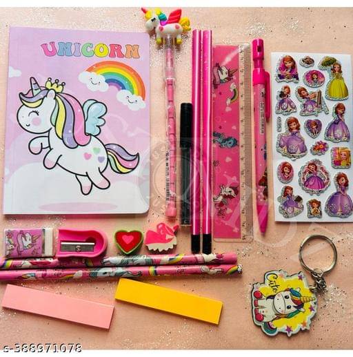 JUSTNIDZ Combo 16 Random sticker with Unicorn Stationary item for girl (pack of 31) best return gift fo kids JUSTNIDZ Combo 16 Random sticker with Unicorn Stationary item for girl (pack of 31) best return gift fo kids