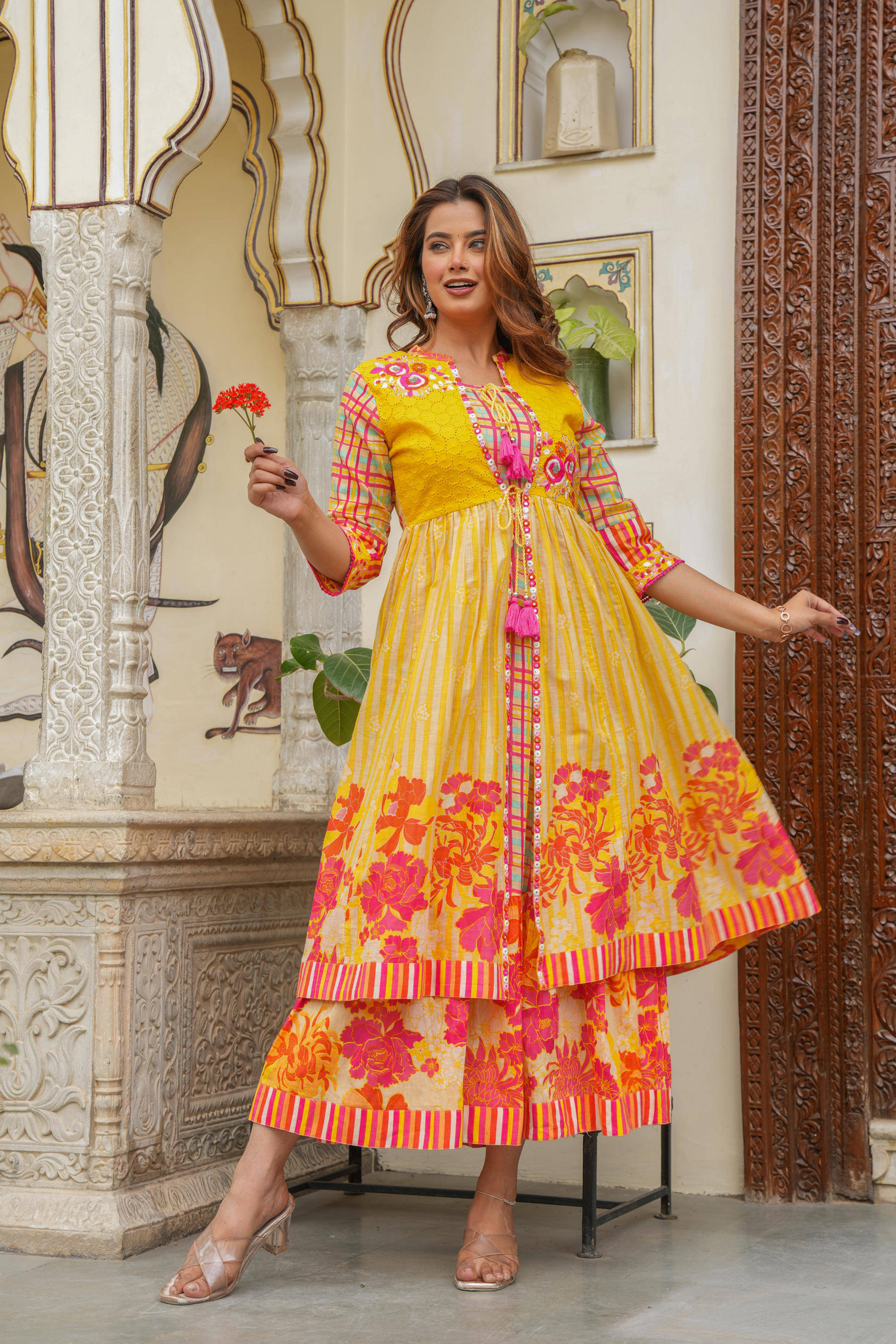 Juniper Women Cotton Printed Ethnic Dress ( Mustard ) Juniper Women Cotton Printed Ethnic Dress ( Mustard )