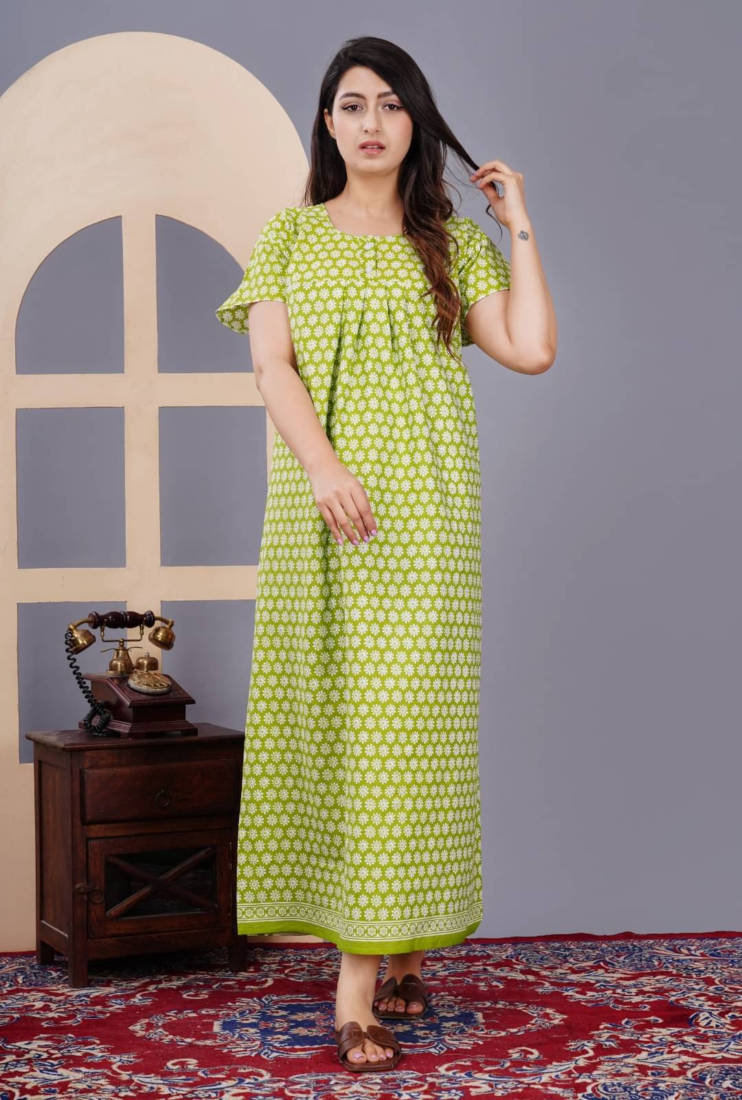     			K.D.PRINTS Multi Color Cotton Women's Nightwear Nighty & Night Gowns ( Pack of 1 )