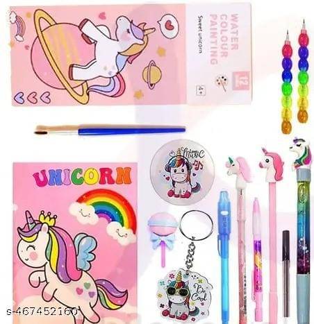     			KRIPANIADAN  Unicorn Dairy With Painting Color Book Pen Pencil Ruler Set For Kids Best For Kids School Stationery Supplies (stationary items for girls)