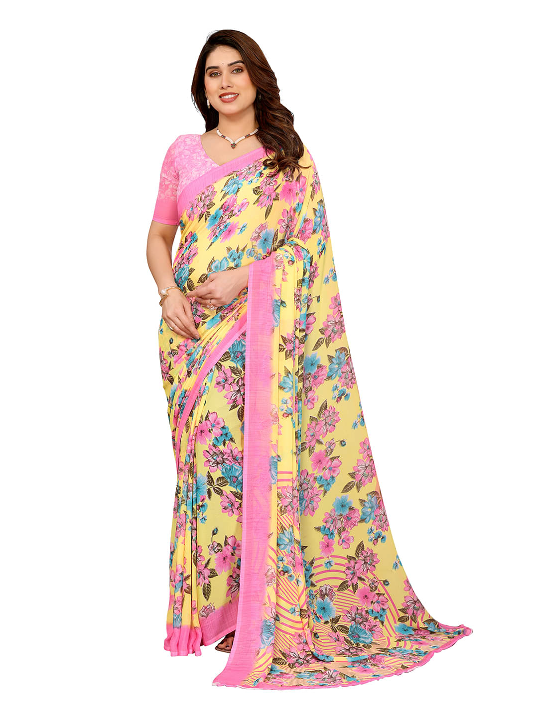 Kashvi Sarees Georgette Printed Ilkal Saree With Unstitched Blouse Piece ( Yellow ) Kashvi Sarees Georgette Printed Ilkal Saree With Unstitched Blouse Piece ( Yellow )