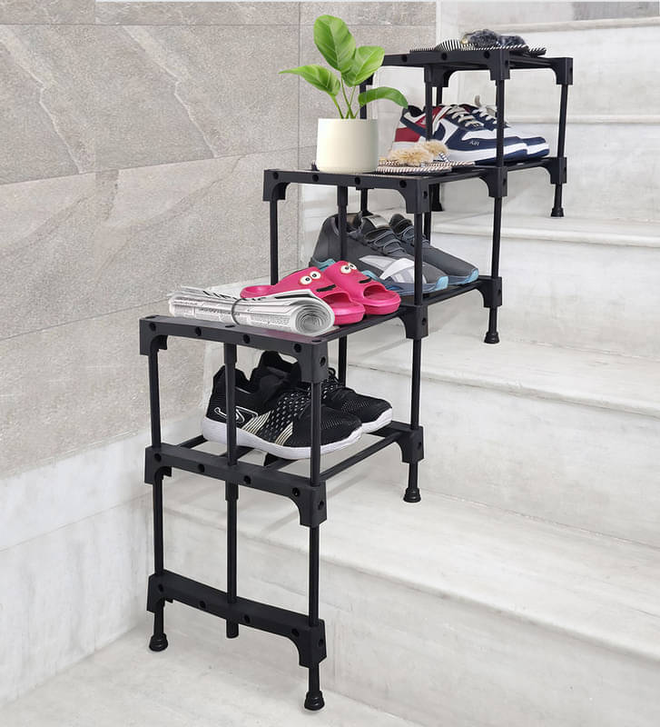     			Konline Metal 2 Tier Shoe Rack Black