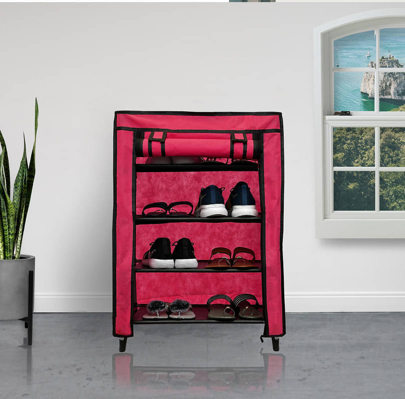     			Konline Metal 4 Tier Shoe Rack Pink