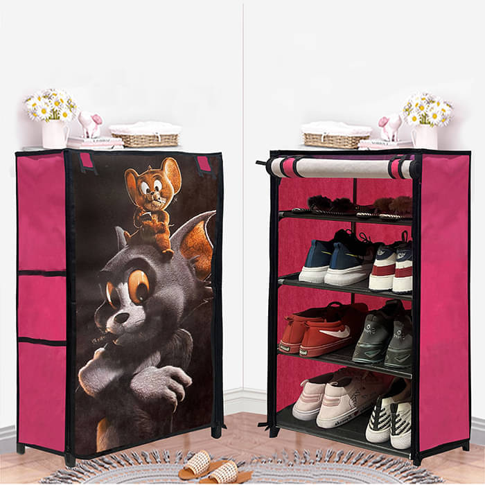    			Konline Metal 4 Tier Shoe Rack Pink
