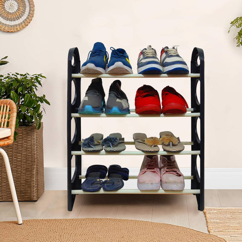     			Konline Metal 4 Tier Shoe Rack Black