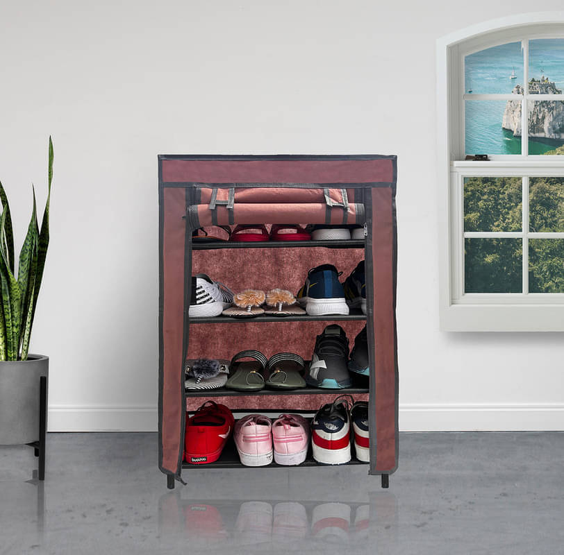    			Konline Metal 4 Tier Shoe Rack Brown