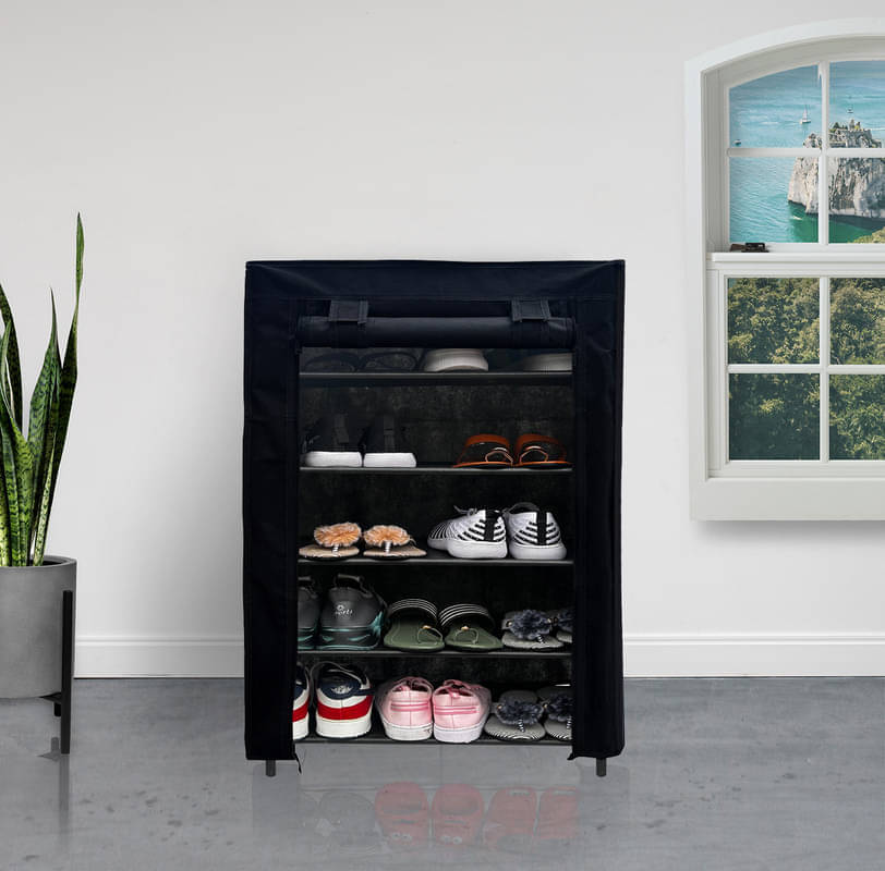     			Konline Metal 5 Tier Shoe Rack Black