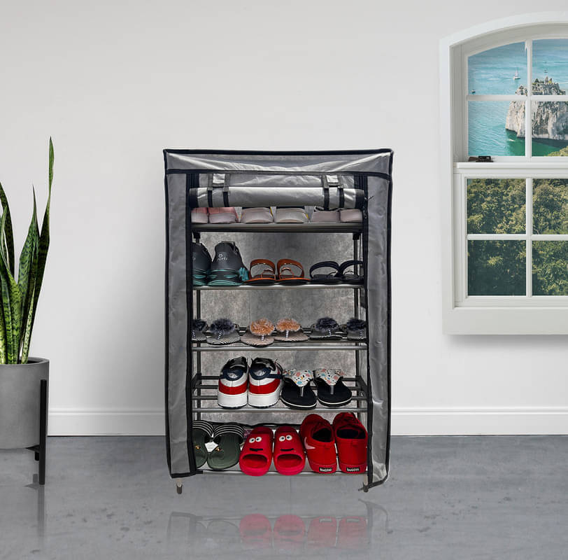 Konline Metal 5 Tier Shoe Rack Grey Konline Metal 5 Tier Shoe Rack Grey