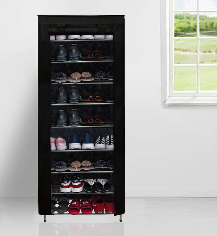     			Konline Metal 9 Tier Shoe Rack Black