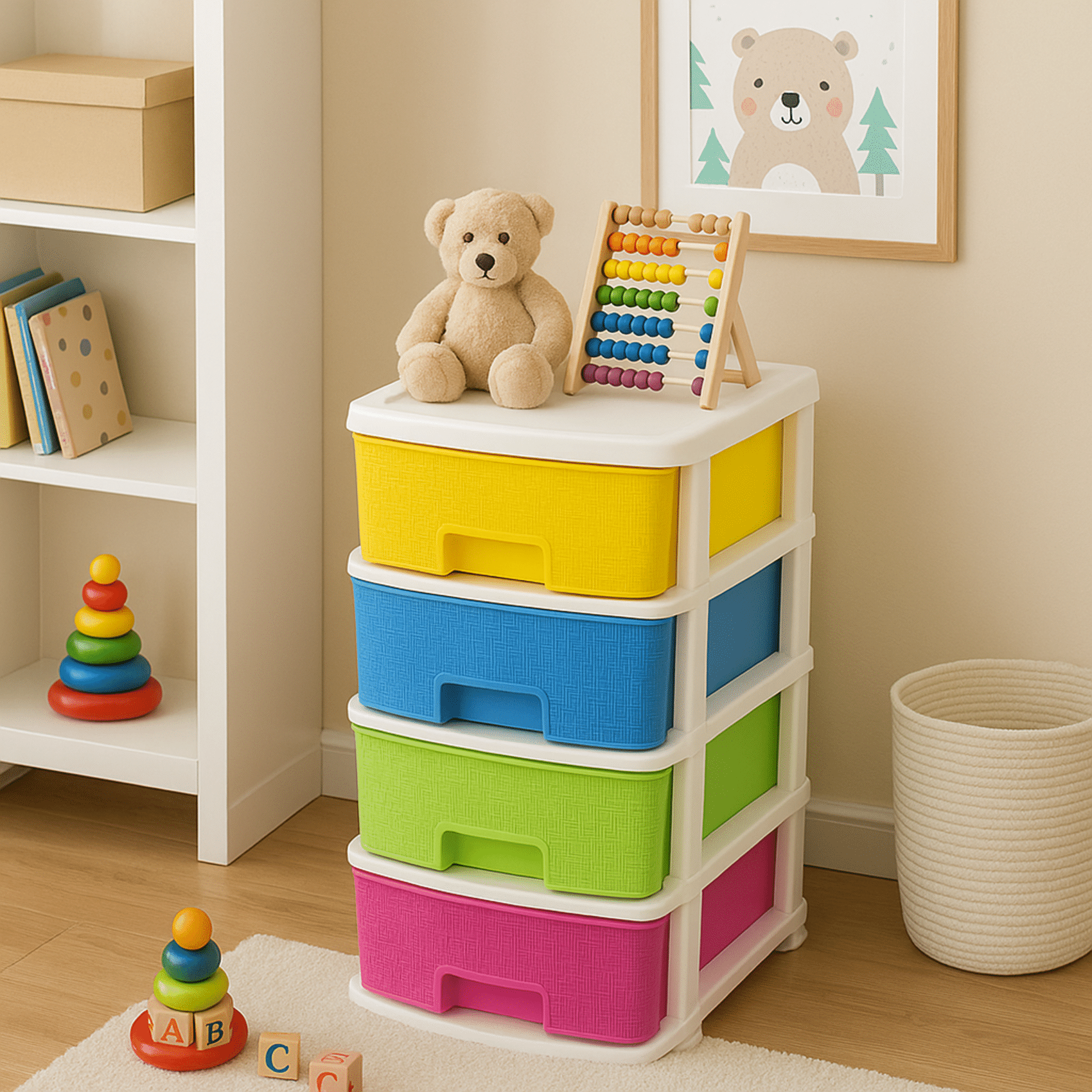     			LAZYwindow 4 Layer Multicolor Foldable Modular Drawer Organizer Multipurpose Drawers Boxes Storage Rack