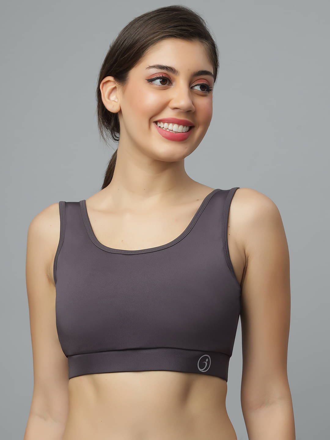     			LUXORA Grey Polyester Removable Padding Women's Sports Bra ( Pack of 1 )