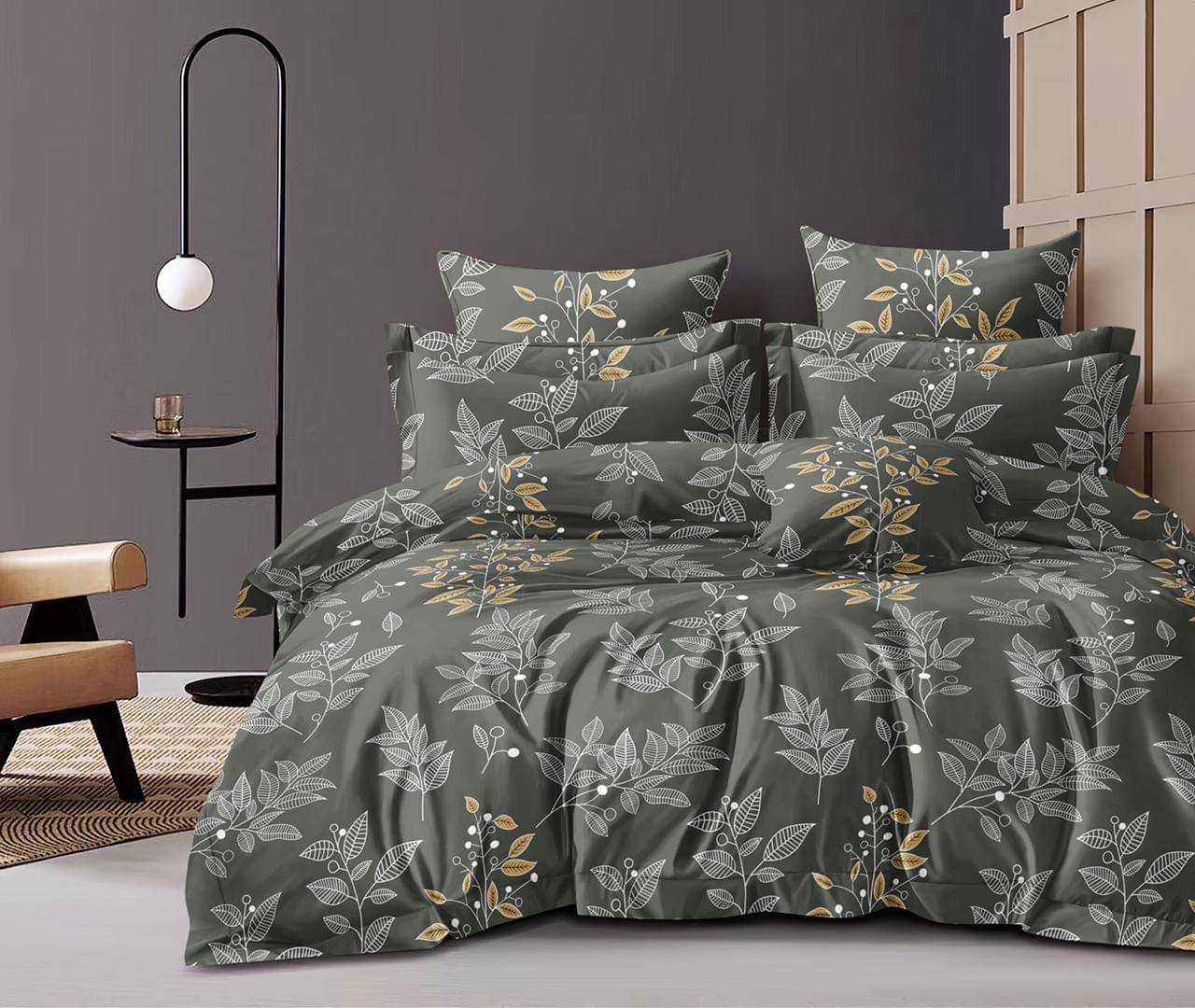     			NeLeo Poly Cotton 1 Double King Bedsheet with 2 Pillow Covers ( Grey )