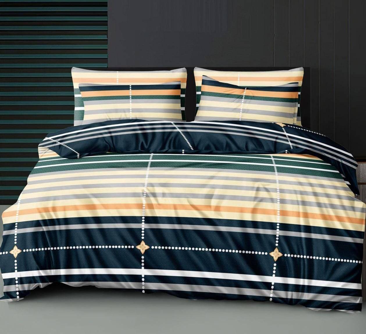     			NeLeo Poly Cotton 1 Double King Bedsheet with 2 Pillow Covers ( Multicolor )