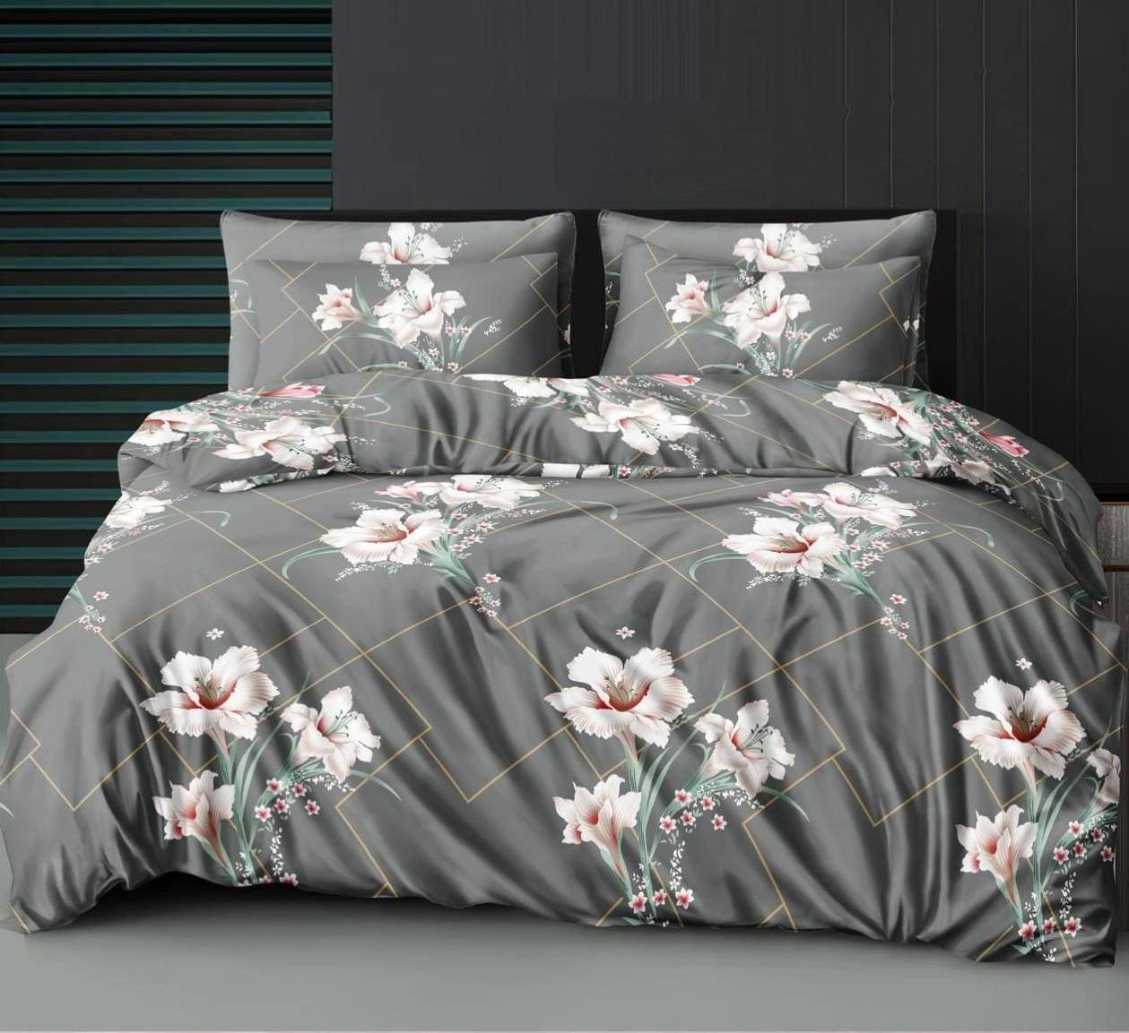     			NeLeo Poly Cotton 1 Double King Bedsheet with 2 Pillow Covers ( Grey )