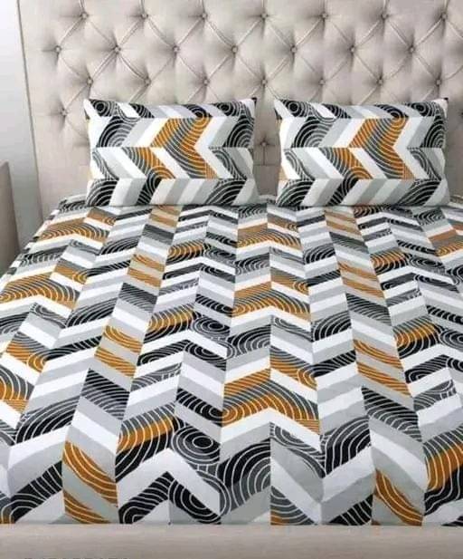     			NeLeo Poly Cotton Abstract Fitted 1 Bedsheet with 2 Pillow Covers ( King Size ) - Multi