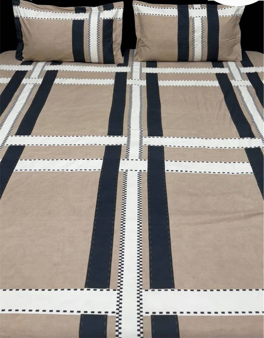 NeLeo Poly Cotton Big Checks Fitted 1 Bedsheet with 2 Pillow Covers ( King Size ) - Brown NeLeo Poly Cotton Big Checks Fitted 1 Bedsheet with 2 Pillow Covers ( King Size ) - Brown