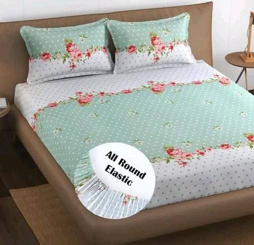 NeLeo Poly Cotton Polka Dots Fitted 1 Bedsheet with 2 Pillow Covers ( King Size ) - Green NeLeo Poly Cotton Polka Dots Fitted 1 Bedsheet with 2 Pillow Covers ( King Size ) - Green