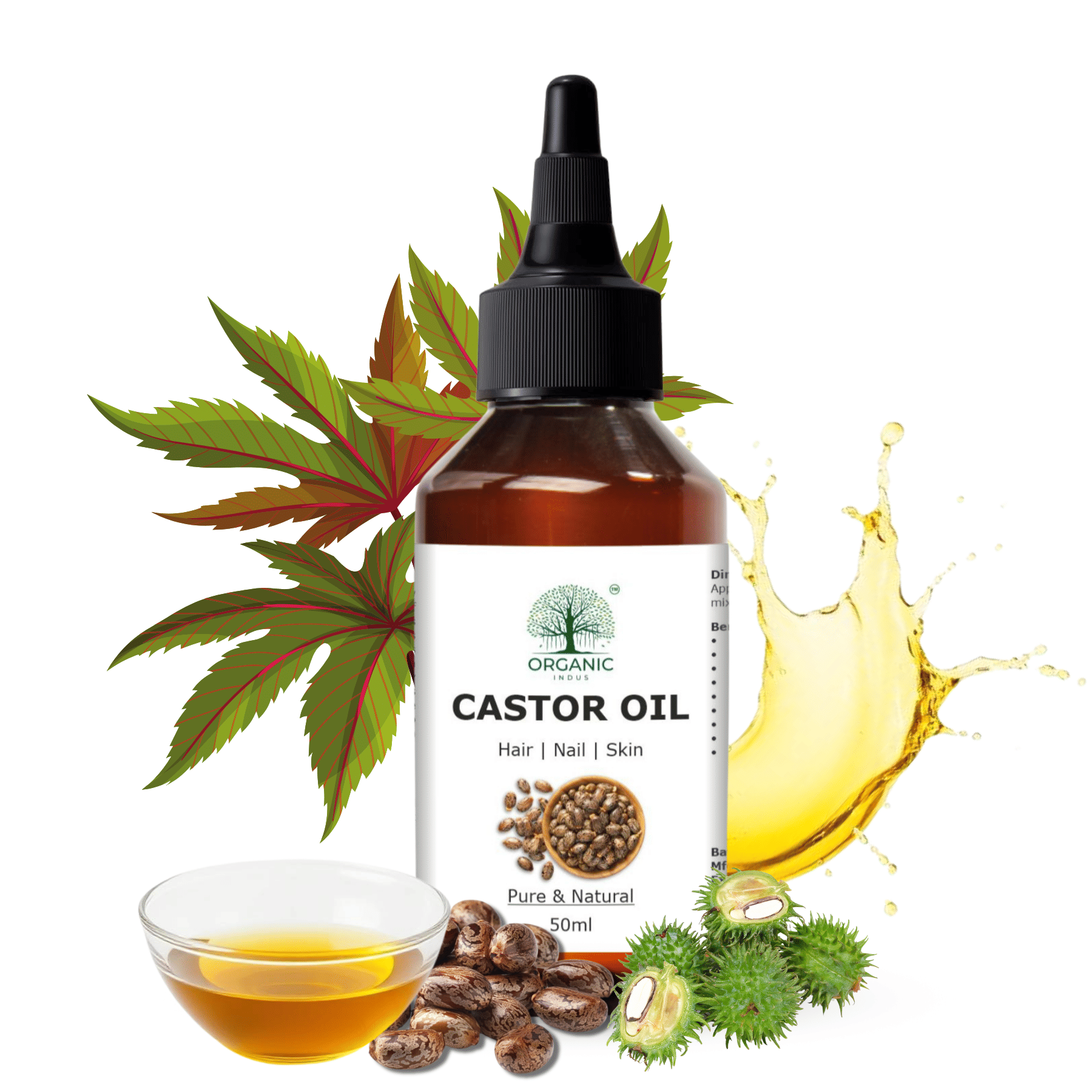     			ORGANIC INDUS Hair Growth Castor Oil 50 ml ( Pack of 2 )