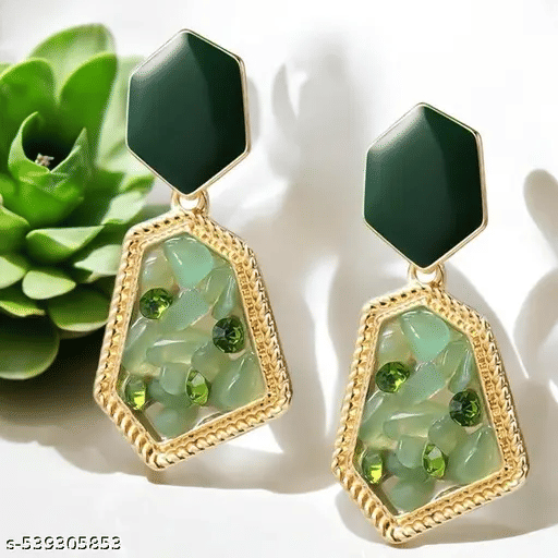 PUJVI Green Jhumki Earrings ( Pack of 1 ) - Earrings | Buy online on ZillyBuy