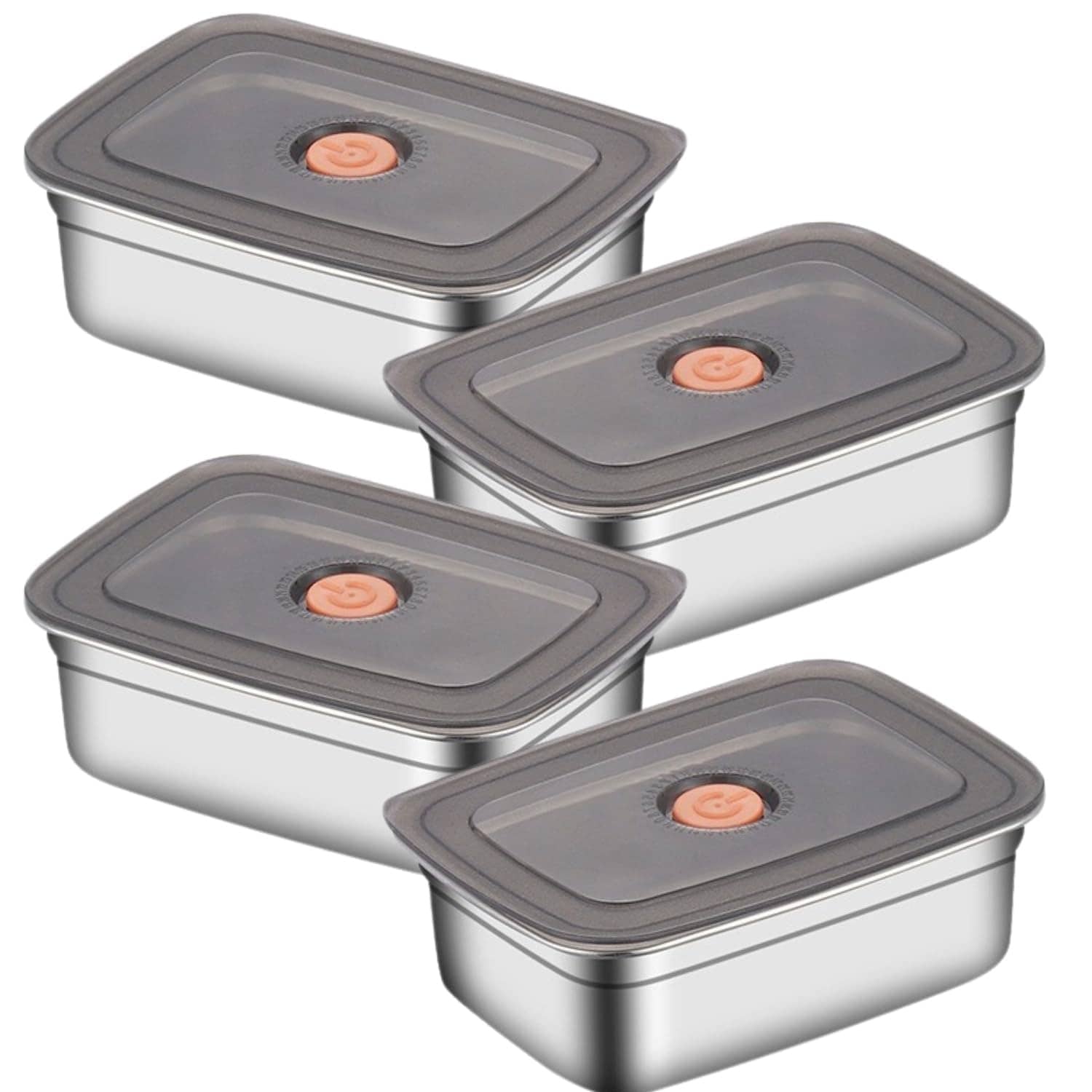 RAVISTRA Fridge Storage box Steel Silver Food Container ( Set of 3 )