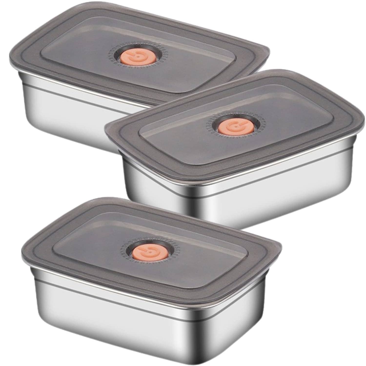 RAVISTRA Fridge Storage box Steel Silver Food Container ( Set of 3 )