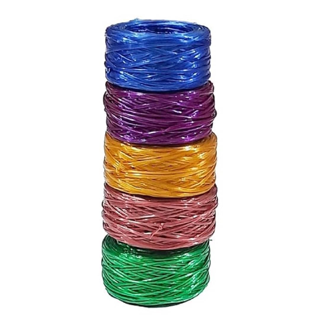     			Rope (ROPE1-5) for Packing Boxes Tie Plants Binding Home Garden Commercial Use Creepers Plastic Rassi Sutli Dori Thread Cord Role 5 Bundles Multi Color Approx 250 Grams,50 Gram Each Bundle