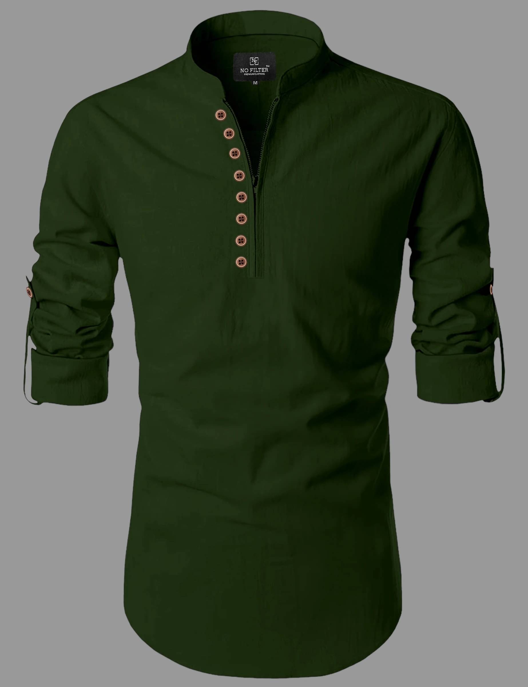 SPOQUE Dark Green Cotton Blend Men's Regular Kurta ( Pack of 1 ) SPOQUE Dark Green Cotton Blend Men's Regular Kurta ( Pack of 1 )