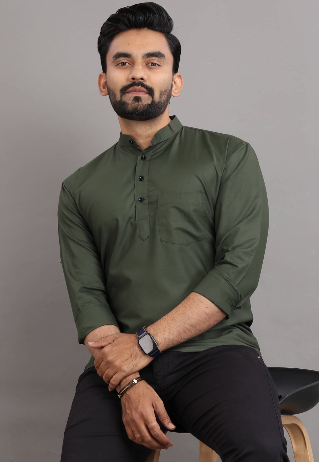 SPOQUE Olive Cotton Blend Men's Regular Kurta ( Pack of 1 ) SPOQUE Olive Cotton Blend Men's Regular Kurta ( Pack of 1 )