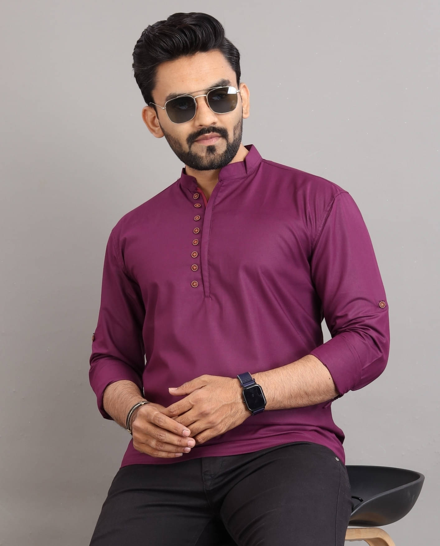SPOQUE Purple Cotton Men's Regular Kurta ( Pack of 1 ) SPOQUE Purple Cotton Men's Regular Kurta ( Pack of 1 )